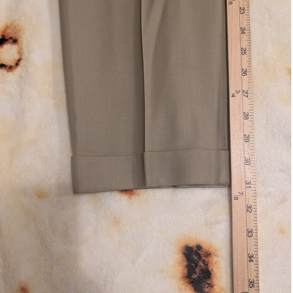 Britches Winston Pleated Dress Pants Mens 36R Khaki Worsted Wool Made in Italy - Picture 7 of 15